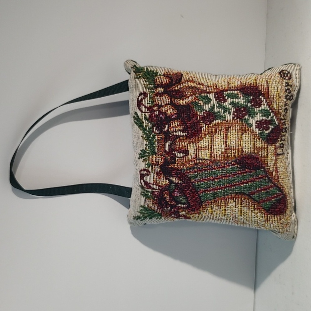 Tapestry Hanging Pillow, Door Knob Pillow With Stockings Hanging Full Of Treats